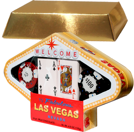 famous Vegas sign shaped box of chocolates